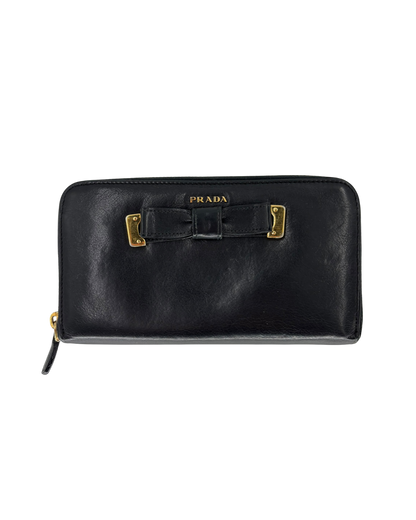 Prada Porte-monnaie en cuir noir
