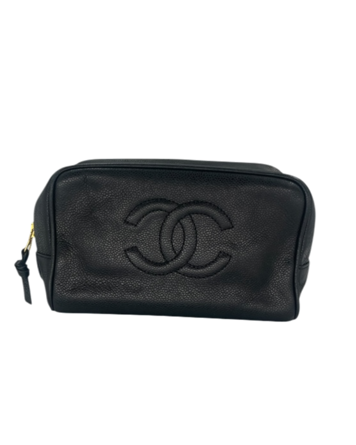 Chanel pochette en cuir noir