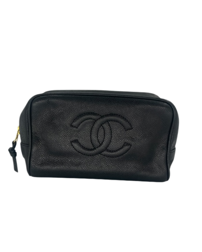 Chanel pochette en cuir noir