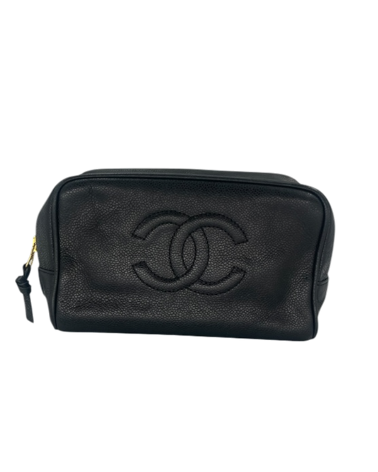 Chanel pochette en cuir noir