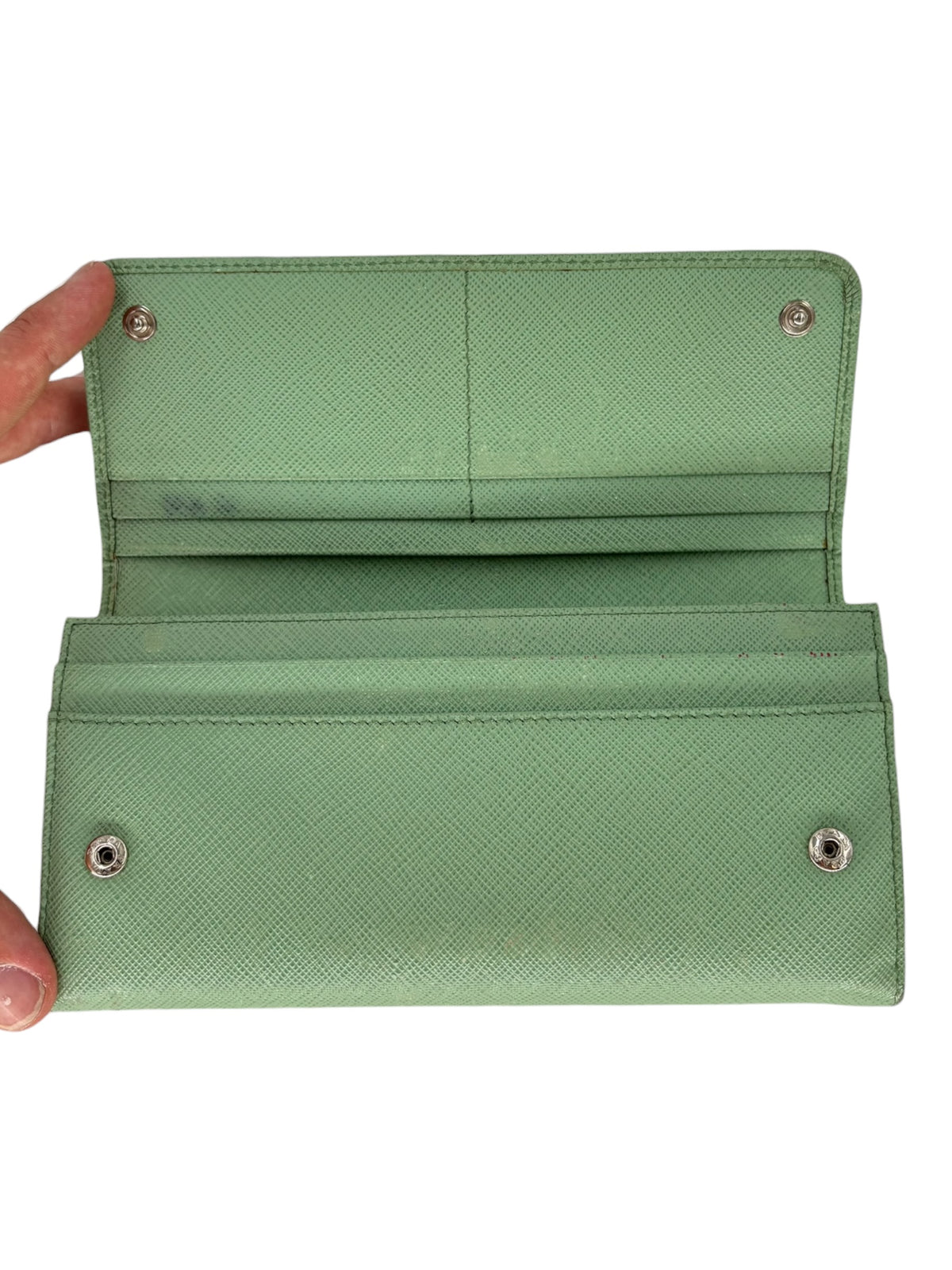 Prada Porte-monnaie en cuir vert