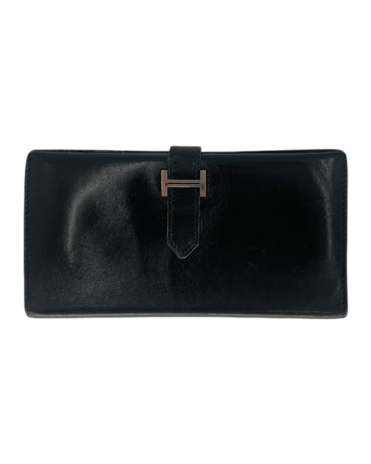 Hermes Porte-monnaie cuir noir